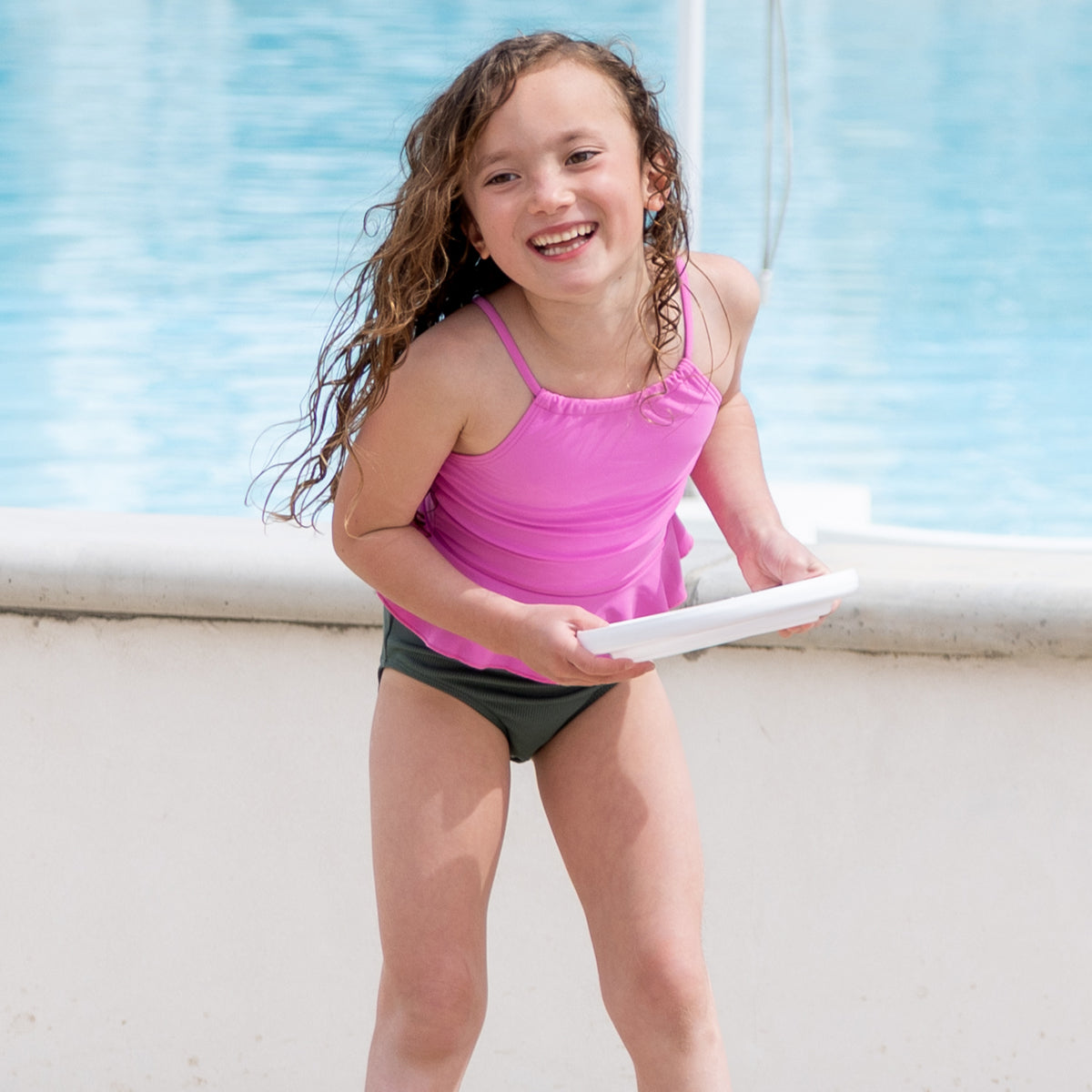 Janela Bay Bikini Bay Tankini High Neck Peplum Tankini Top (Girls