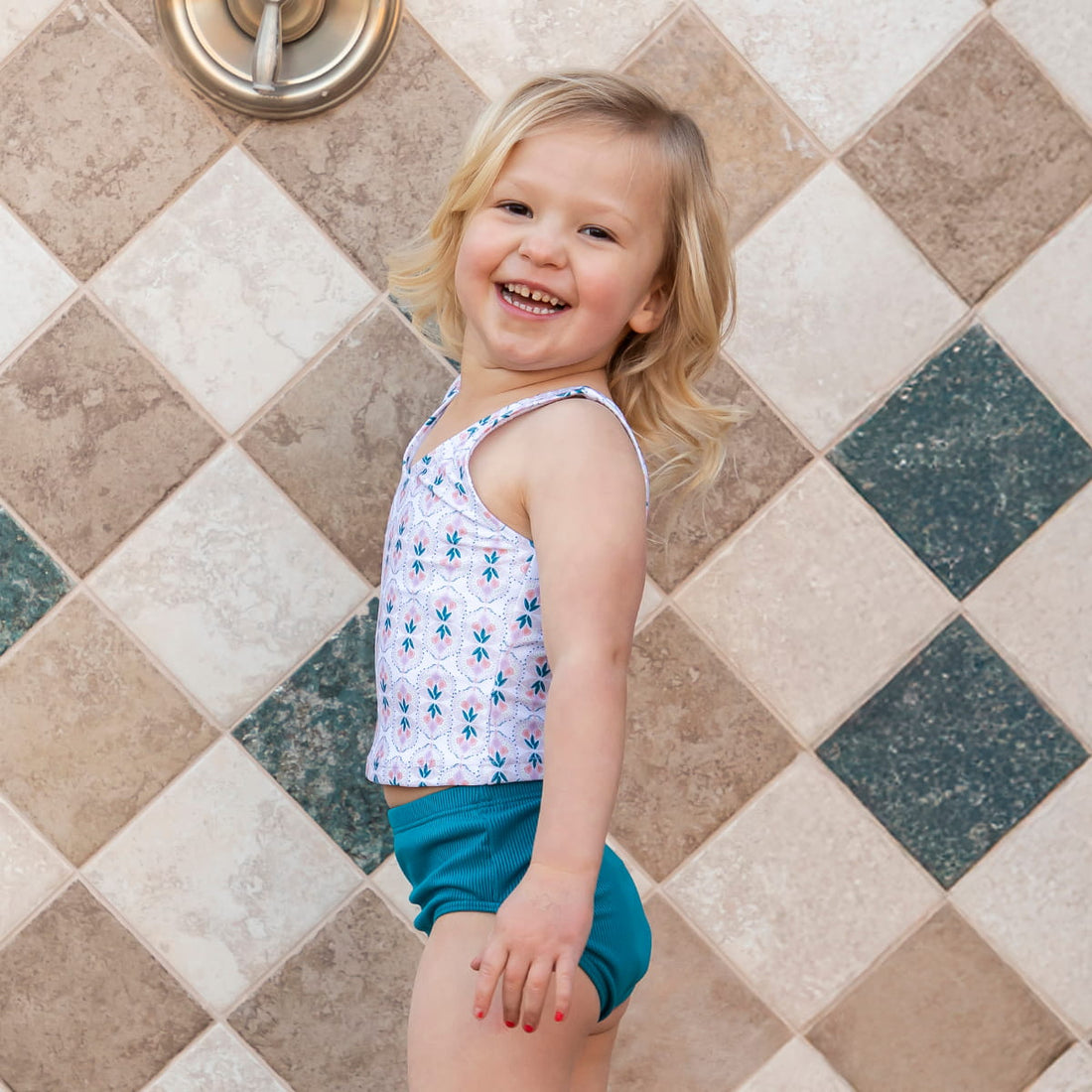 V Neck Tankini Top (Girls) by Janela Bay