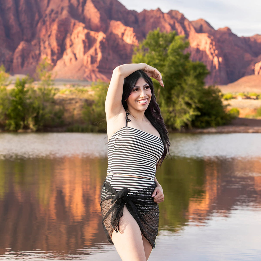 Swim Wrap, Black Sand Dollar Mesh / XS, main product image by Janela Bay
