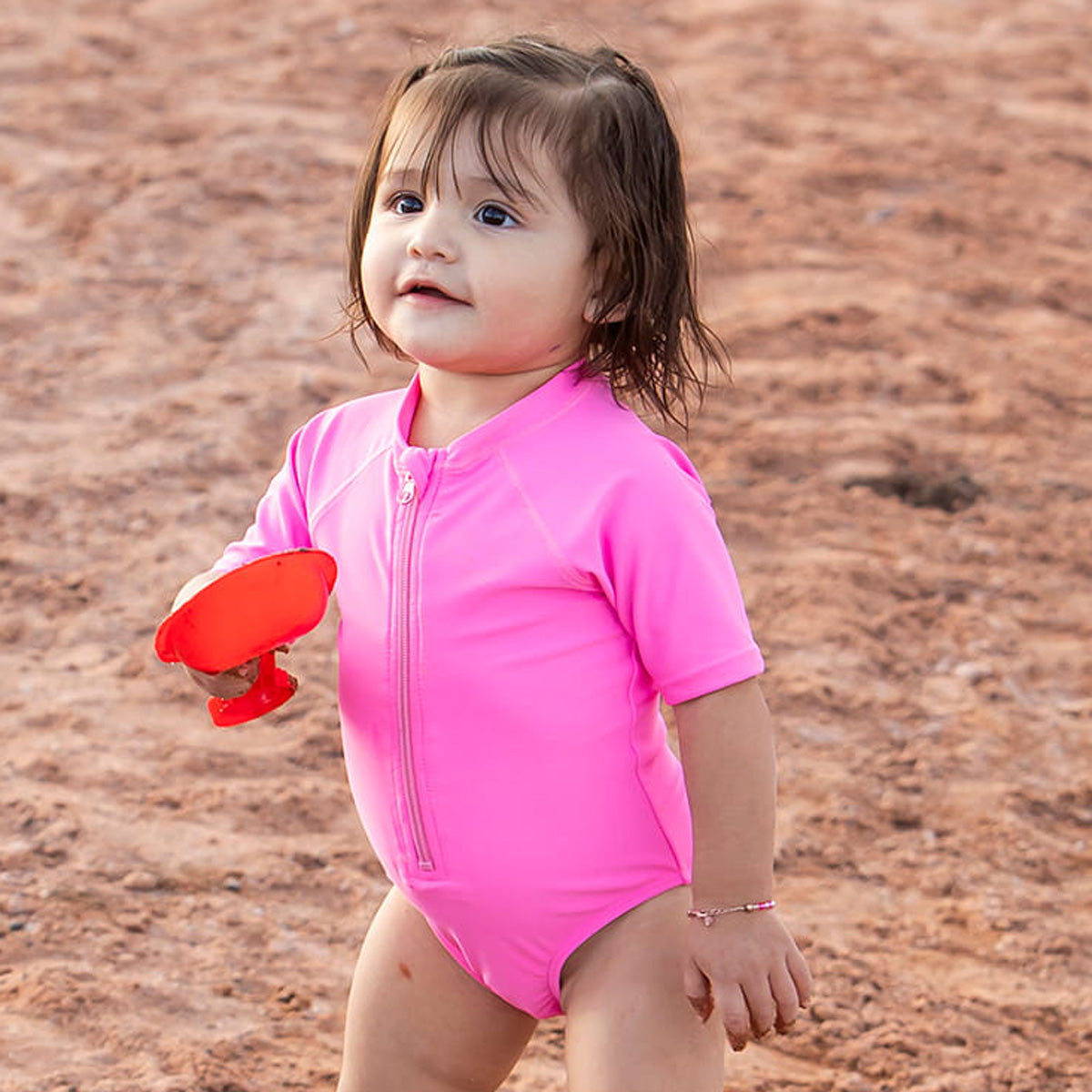 Short Sleeve Rash Guard One Piece Swimsuit (Girls)