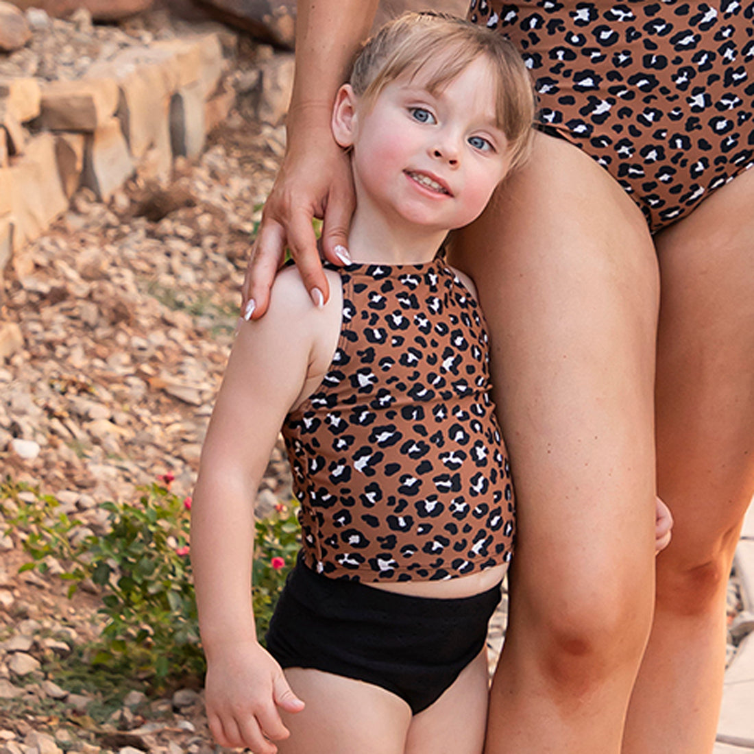 High Neck Tankini Top (Girls), Leopard / 2T, main product image by Janela Bay