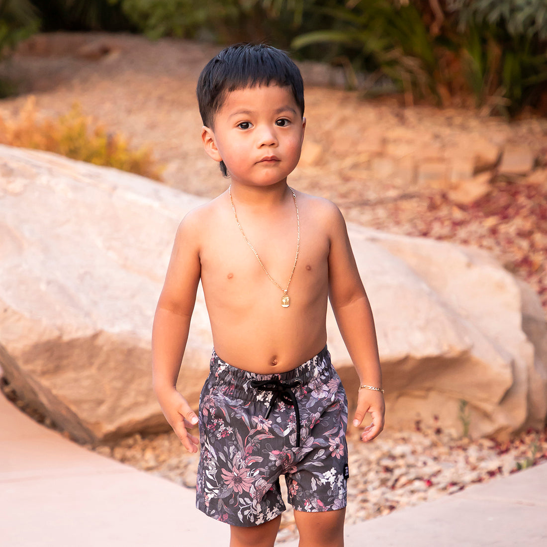 Reef Shorts (Boys), Rosewood Floral / Boys 2T, main product image by Janela Bay
