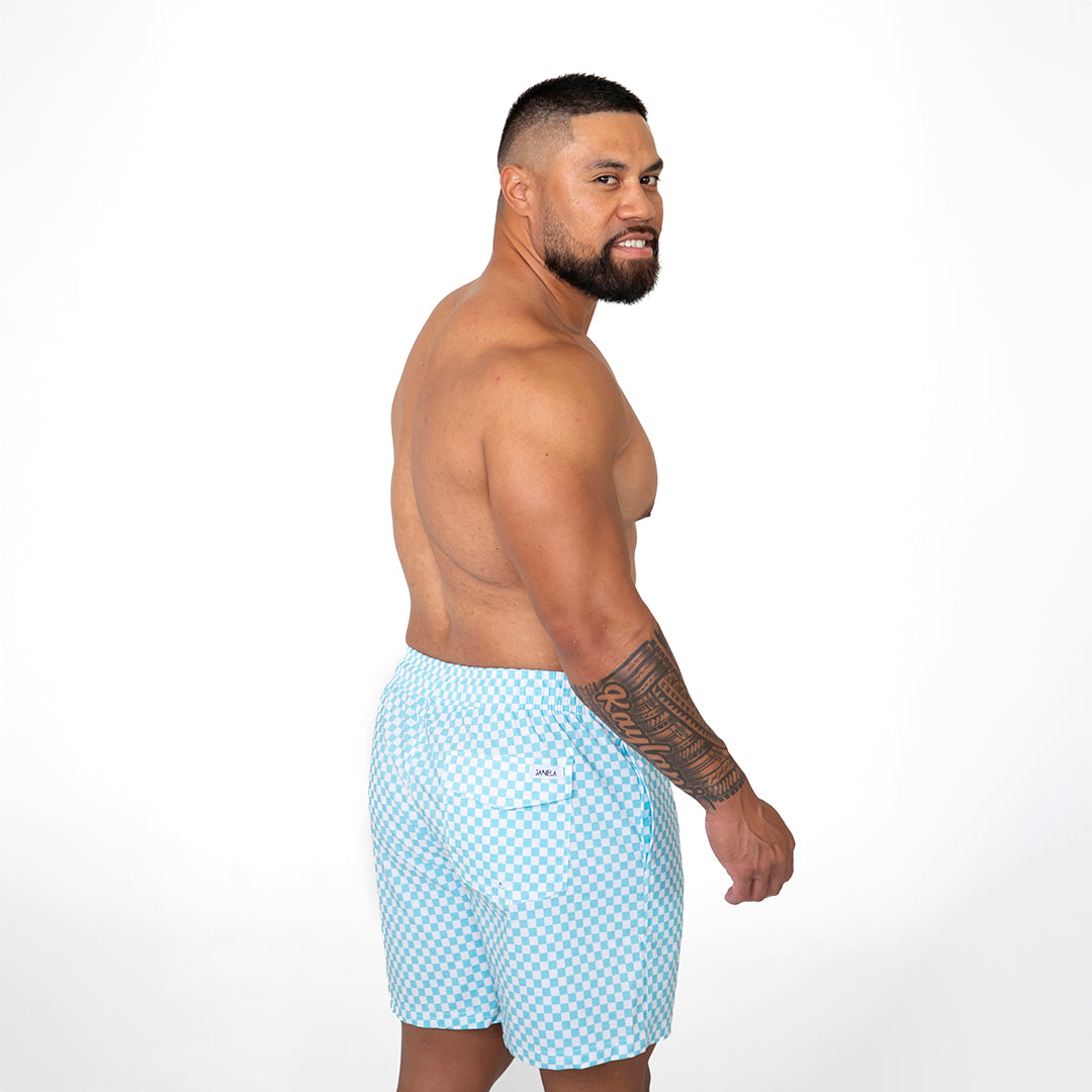 Cruiser Shorts, Teal Checkers / XS, alternate product image by Janela Bay
