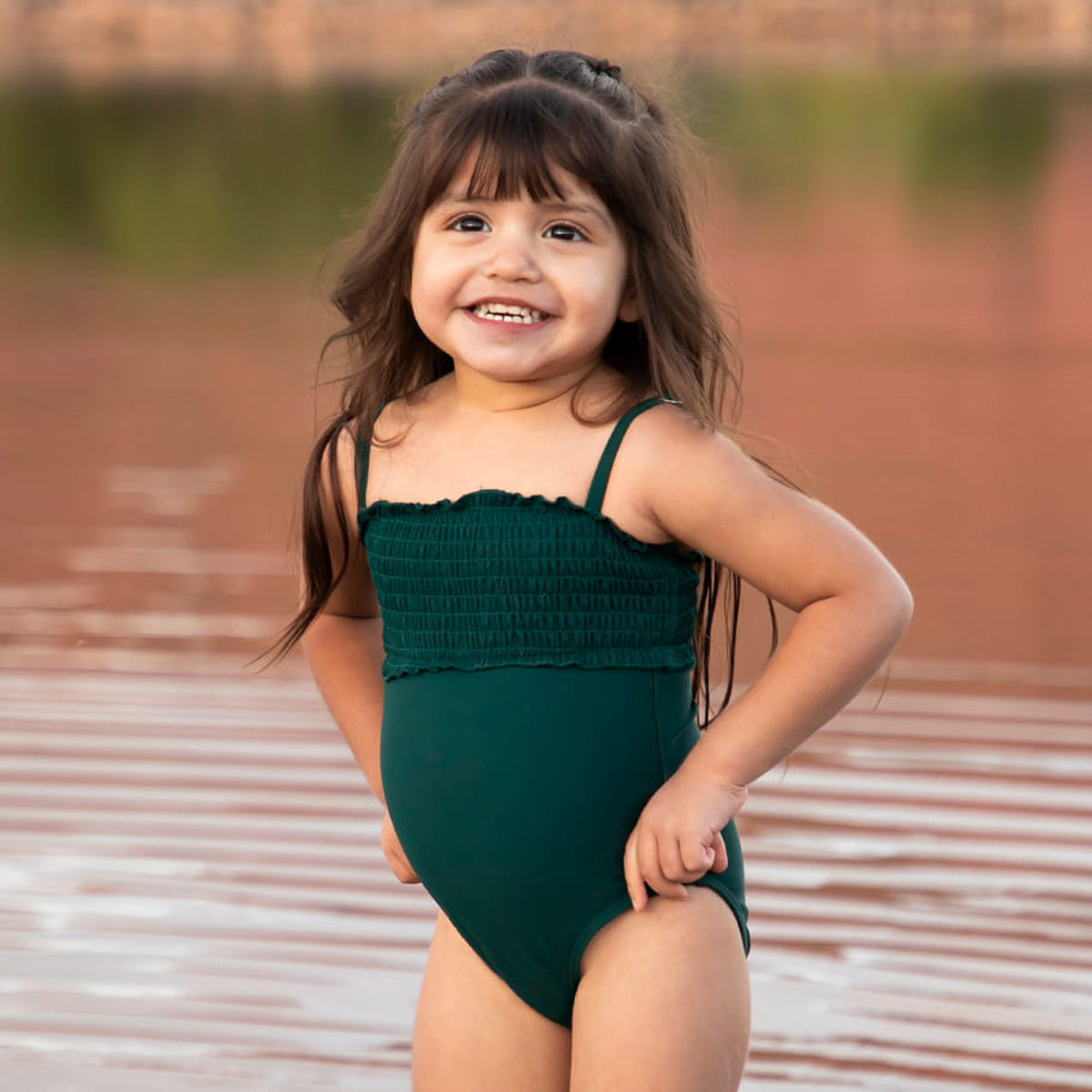 Smocked One Piece Swimsuit (Girls)