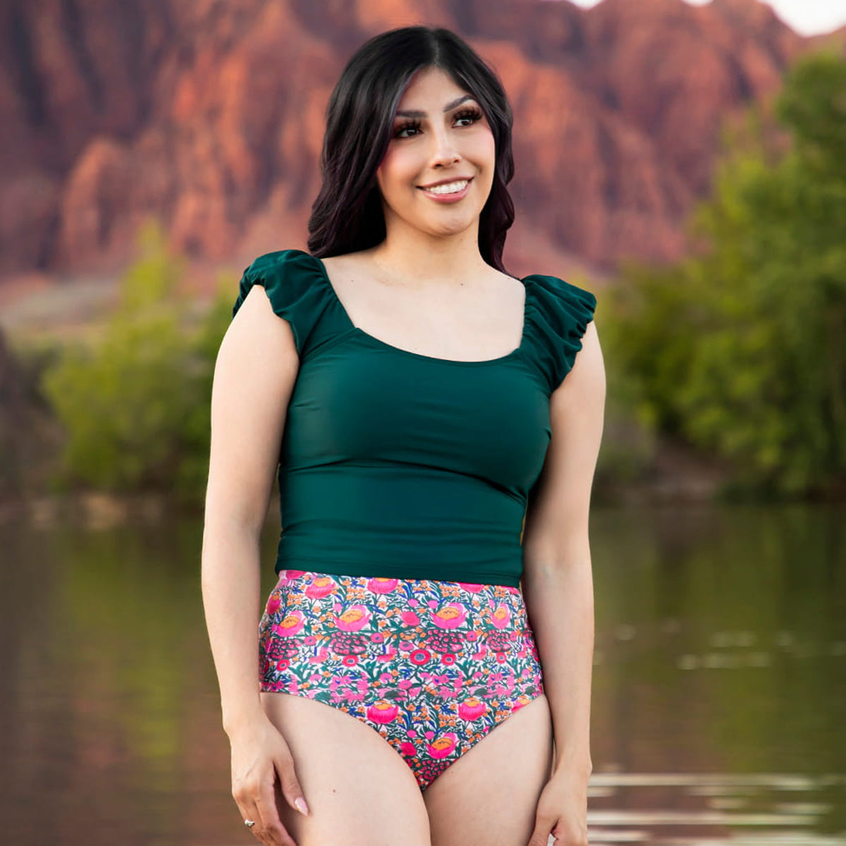 Puffy Sleeve Tankini Top, thumbnail image 5 of 8