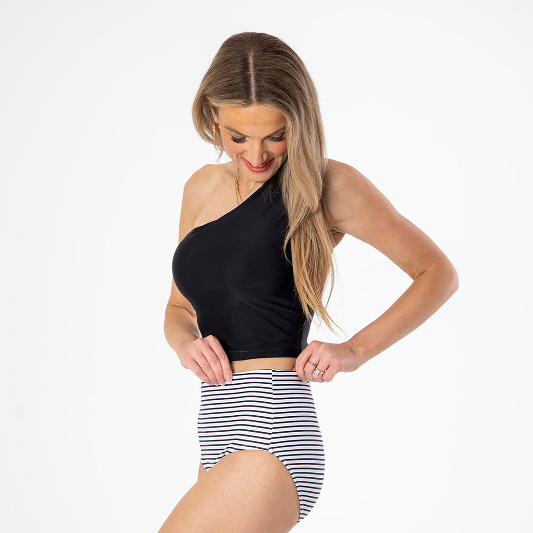 Original High Waist Bottoms, Striped Horizon / XL, alternate product image by Janela Bay