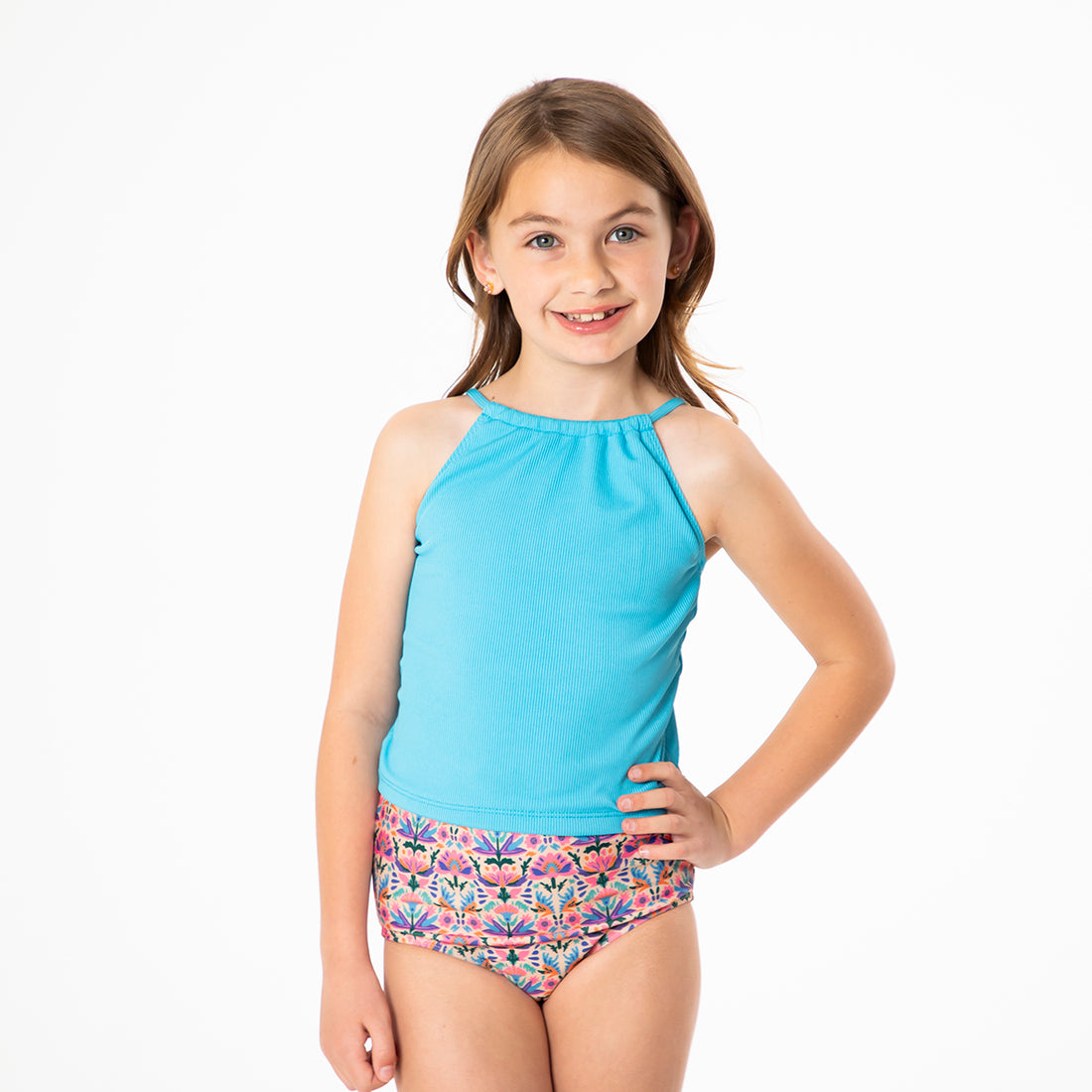 High Neck Crop Tankini Top (Girls)