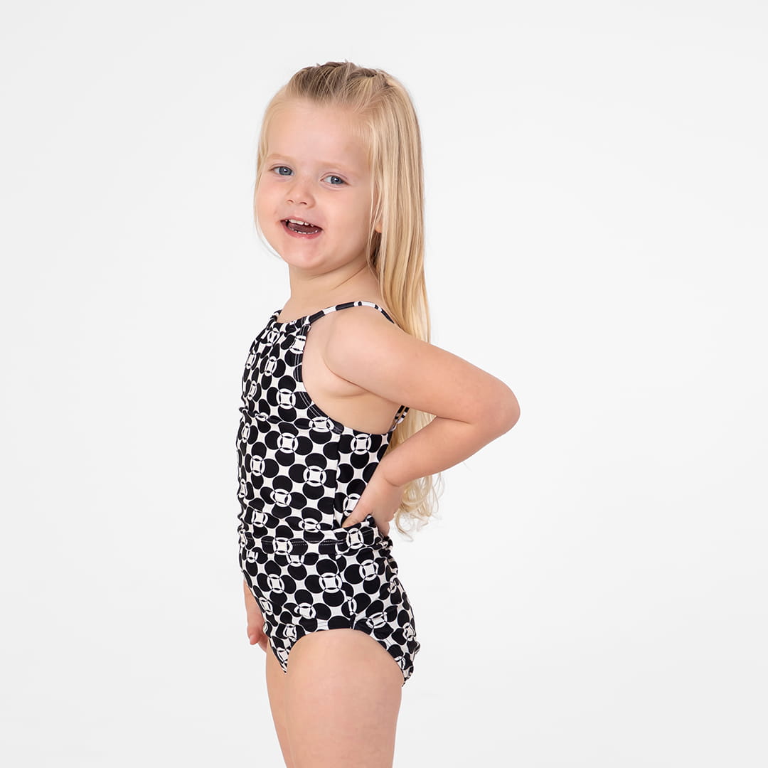 Original High Waist Bottoms (Girls), Retro Geometric Circles / 2T, alternate product image by Janela Bay