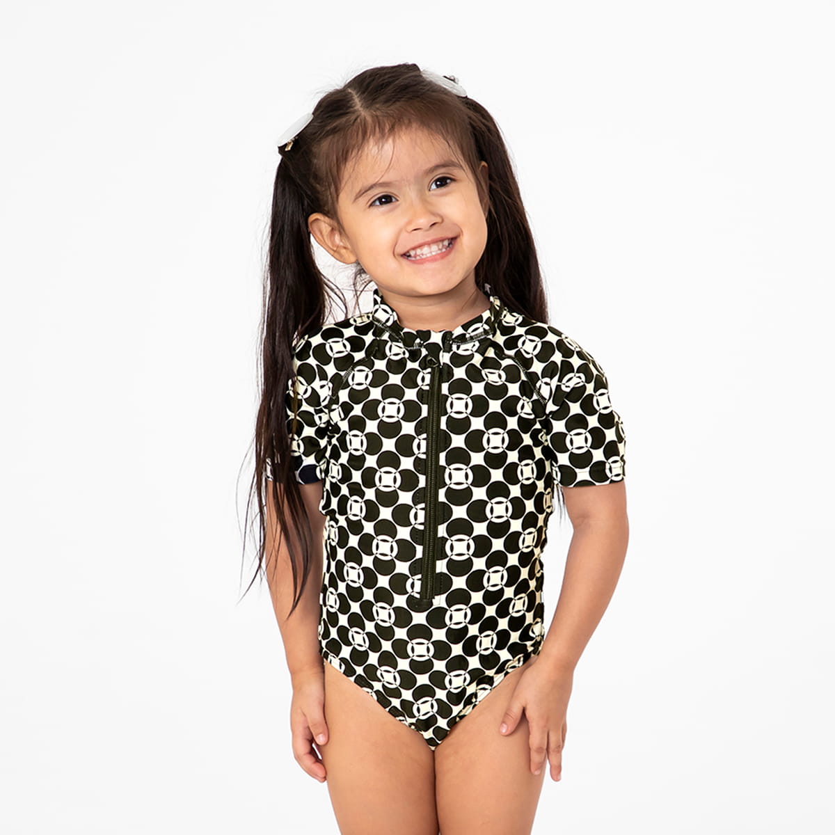 Short Sleeve Rash Guard One Piece Swimsuit (Girls)