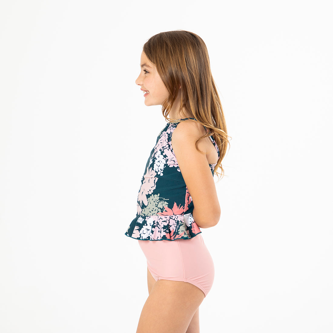 High Neck Peplum Tankini Top (Girls), Cancun Floral / Girls 2-3, alternate product image by Janela Bay