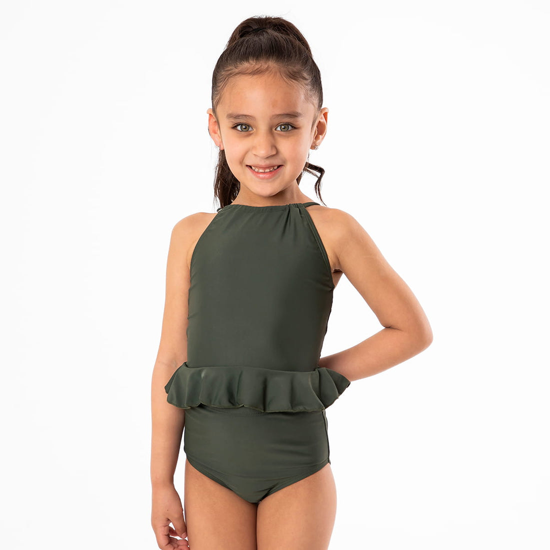 High Neck Peplum Tankini Top (Girls)