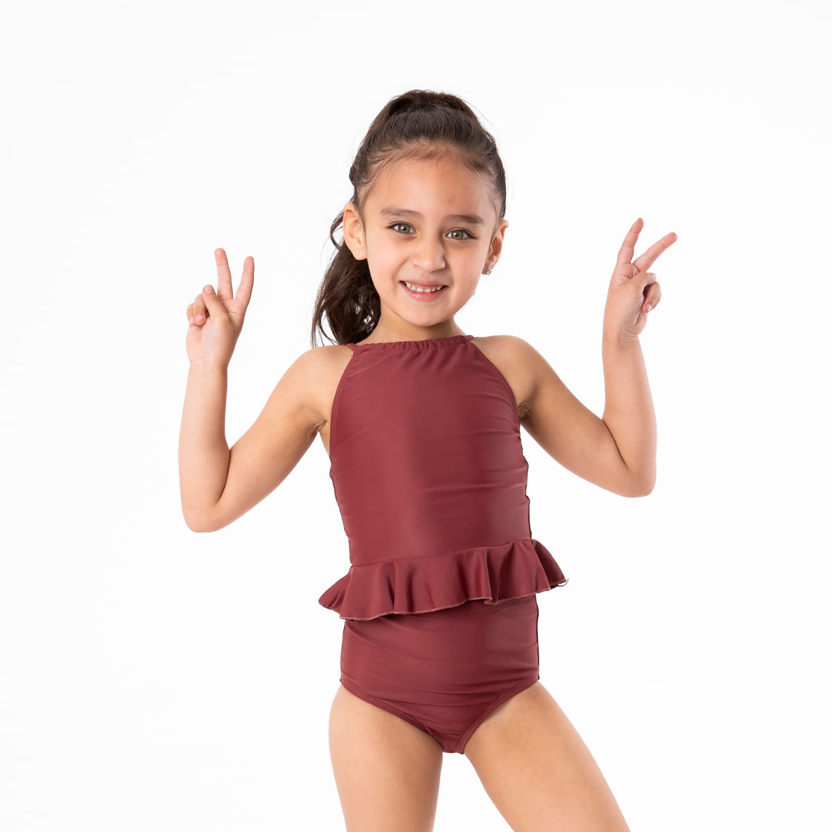 High Neck Peplum Tankini Top (Girls), thumbnail image 4 of 6