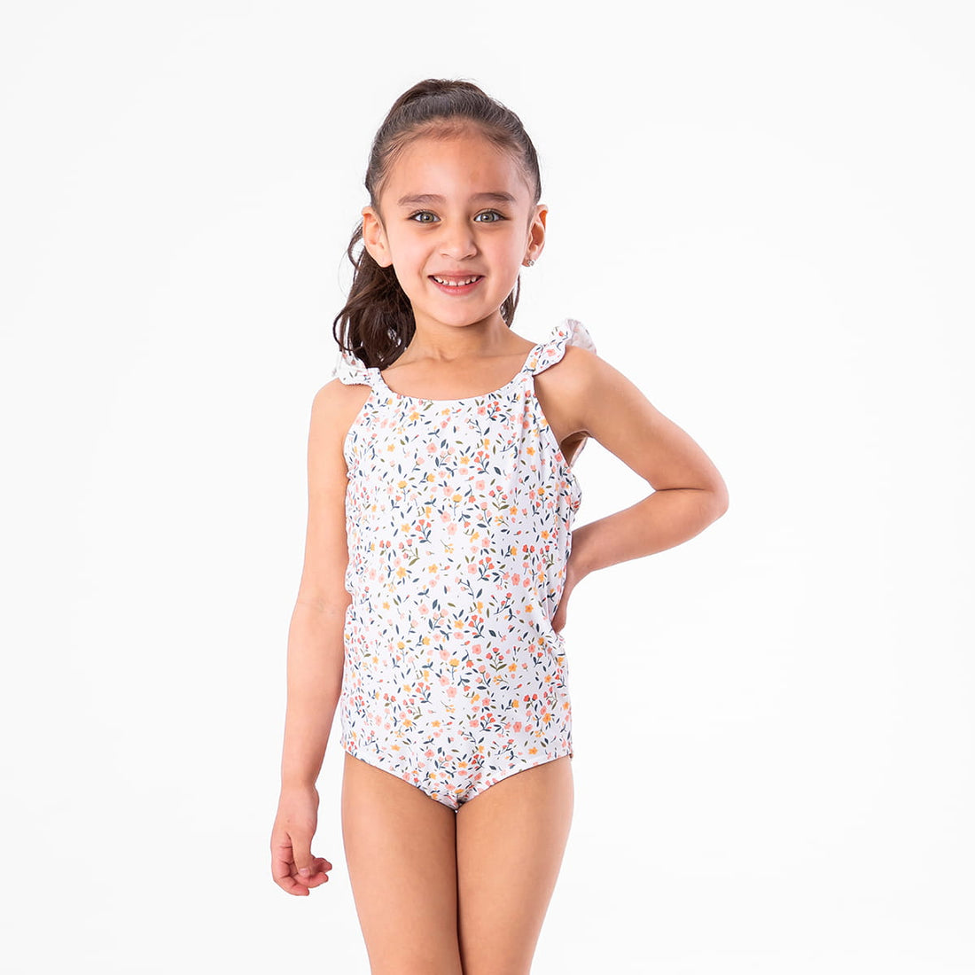 Ruffle Strap One Piece Swimsuit (Girls) by Janela Bay