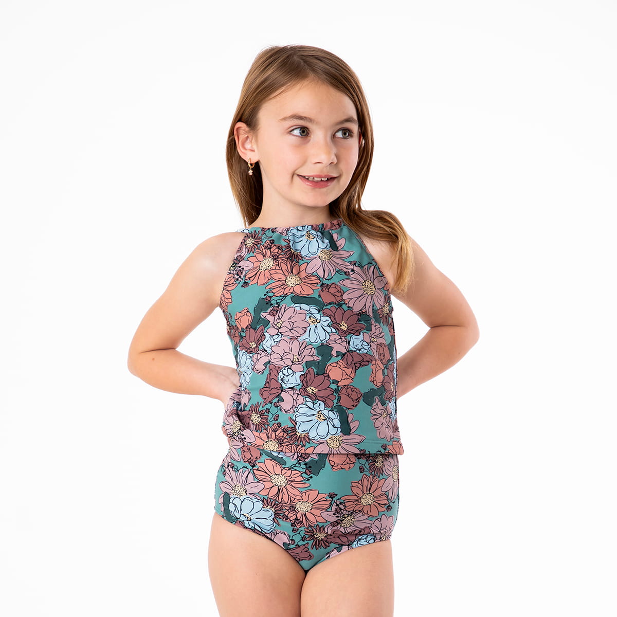 High Neck Crop Tankini Top (Girls)