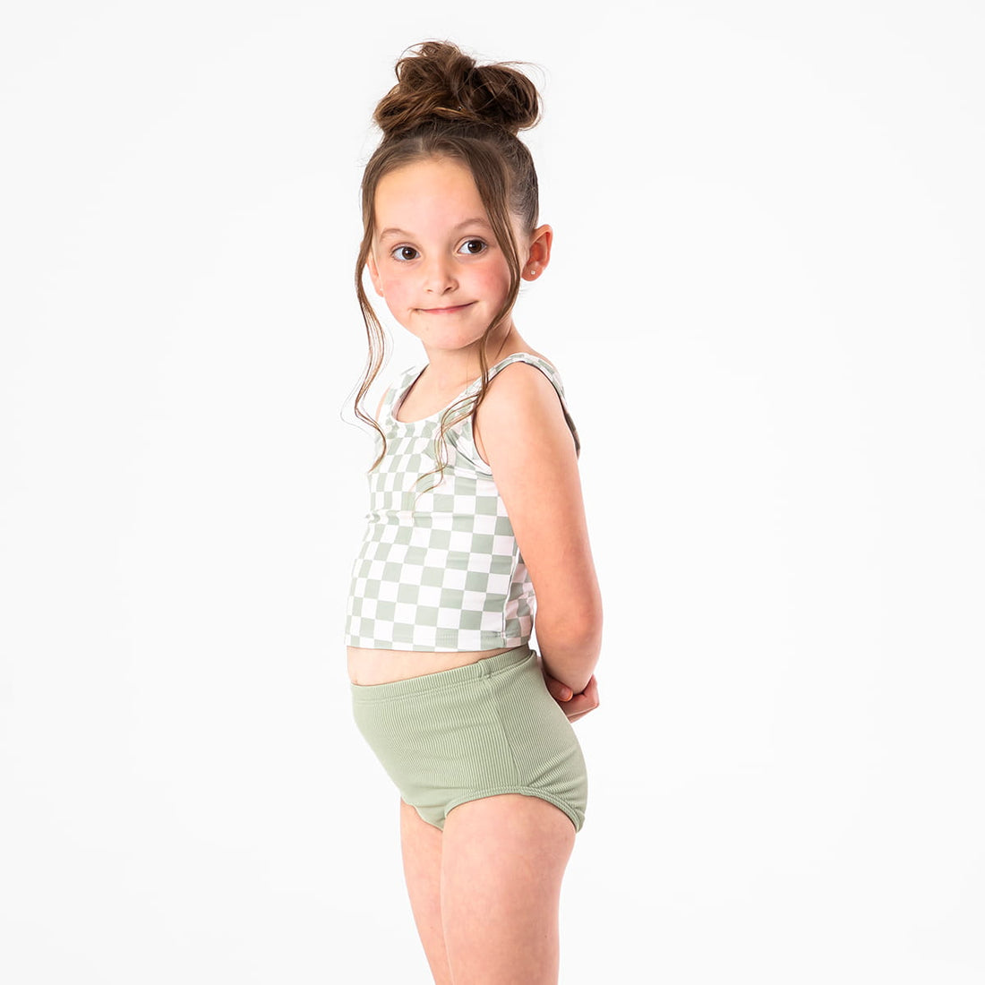 Original High Waist Bottoms (Girls), Eucalyptus Ribbed / Girls 2-3, alternate product image by Janela Bay
