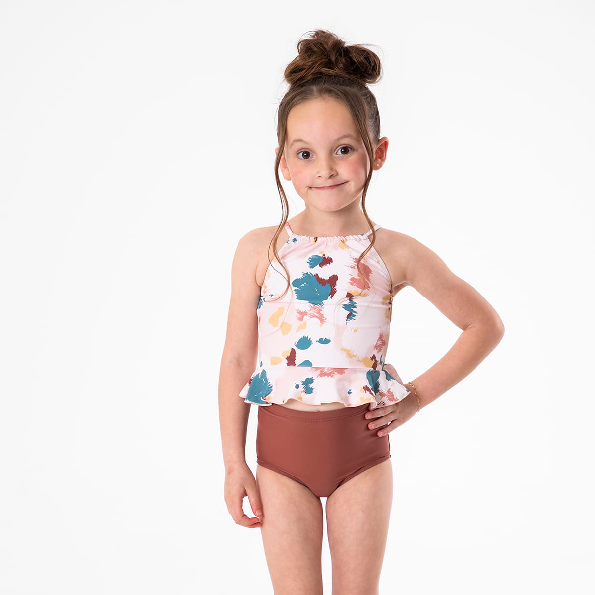 High Neck Peplum Tankini Top (Girls)