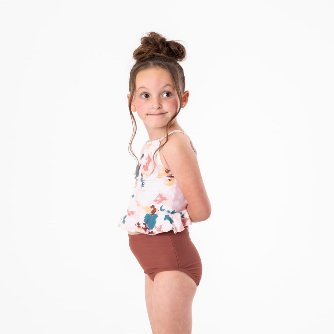 High Neck Peplum Tankini Top (Girls), Paintbrush / Girls 4-5, alternate product image by Janela Bay