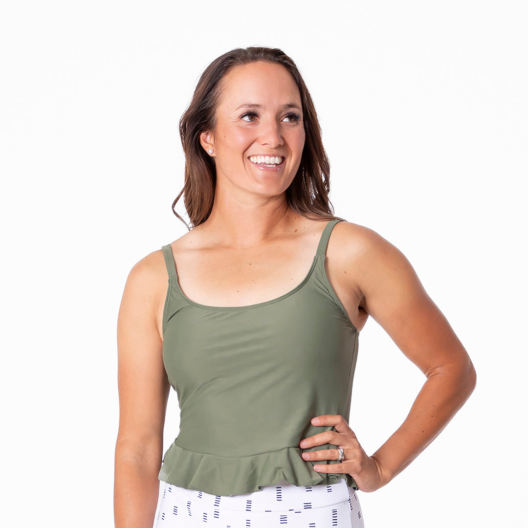 Scoop Neck Peplum Tankini Top