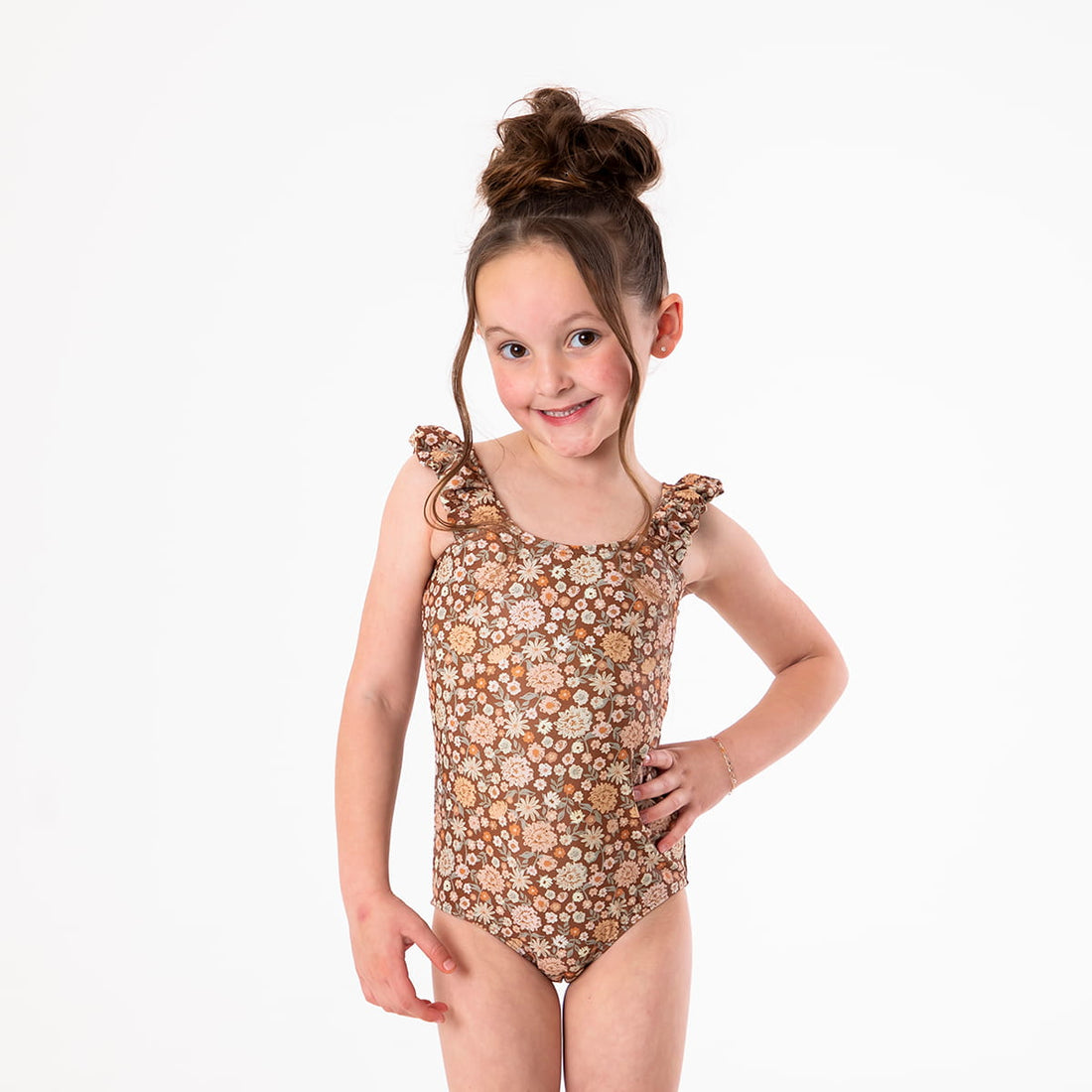 Puffy Sleeve One Piece Swimsuit (Girls)