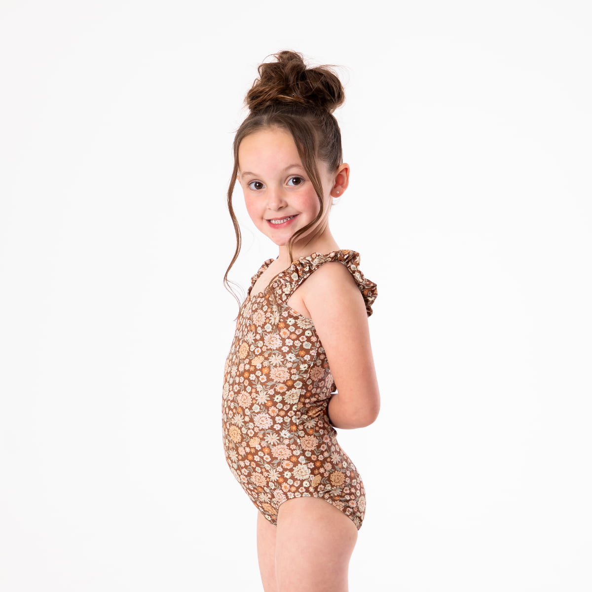Puffy Sleeve One Piece Swimsuit (Girls)