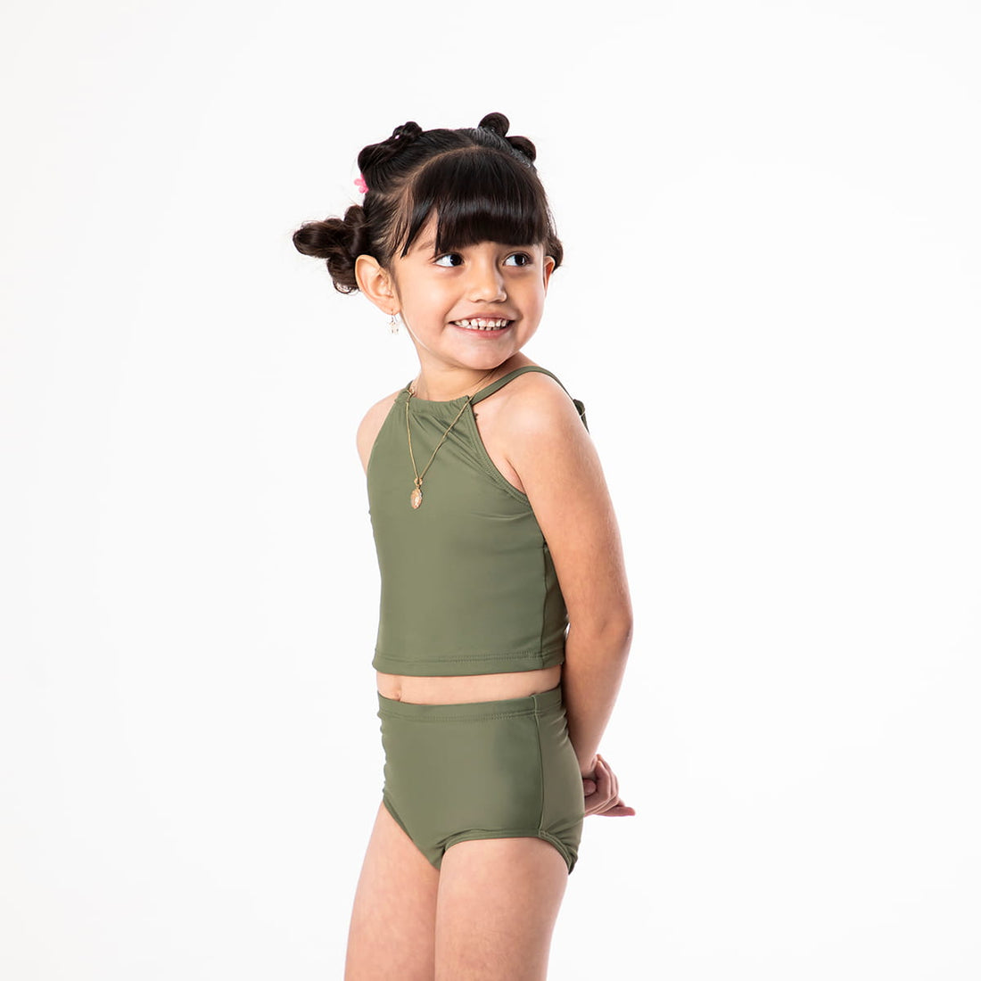 Original High Waist Bottoms (Girls), Sage Green / Girls 2-3, alternate product image by Janela Bay