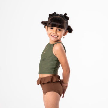 High Neck Crop Tankini Top (Girls)