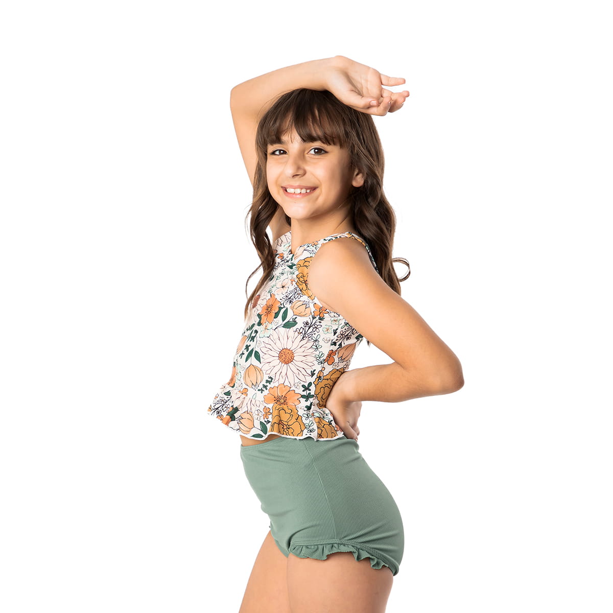 V Neck Peplum Tankini Top (Girls)