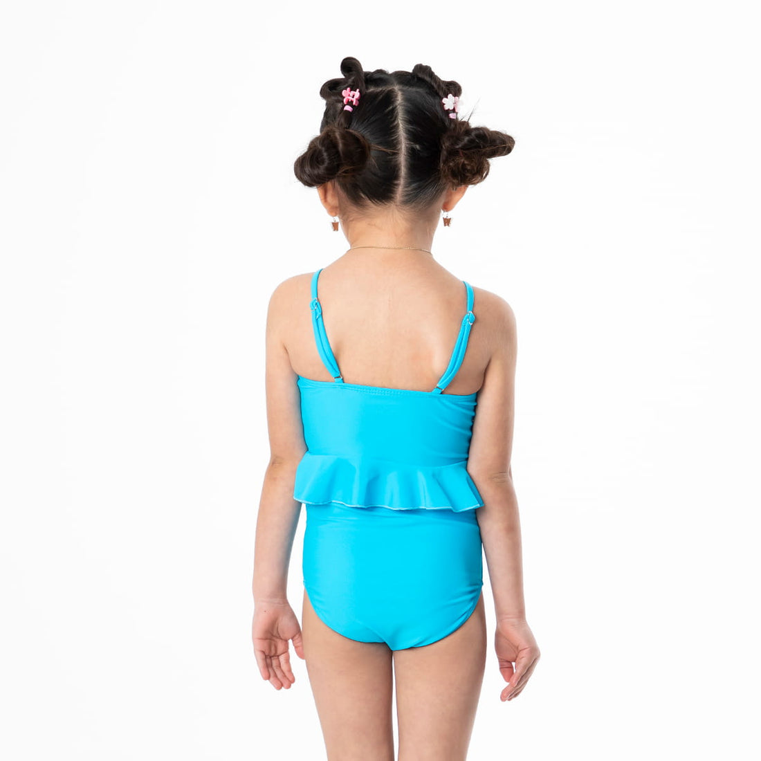 High Neck Peplum Tankini Top (Girls), Bright Blue / Girls 2-3, alternate product image by Janela Bay