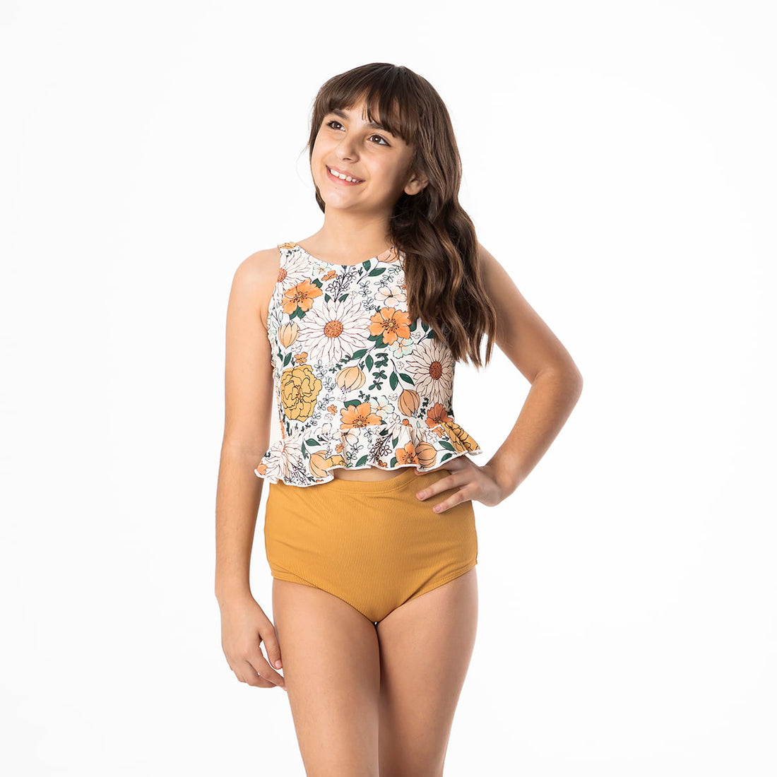 Original High Waist Bottoms (Girls), Sundial Yellow Ribbed / Girls 2-3, alternate product image by Janela Bay