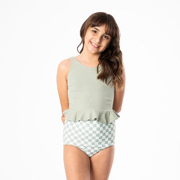 V Neck Peplum Tankini Top (Girls)