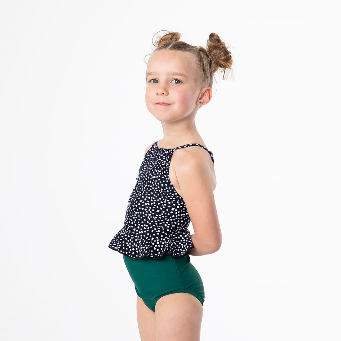Original High Waist Bottoms (Girls), Forest Green / Girls 2-3, main product image by Janela Bay