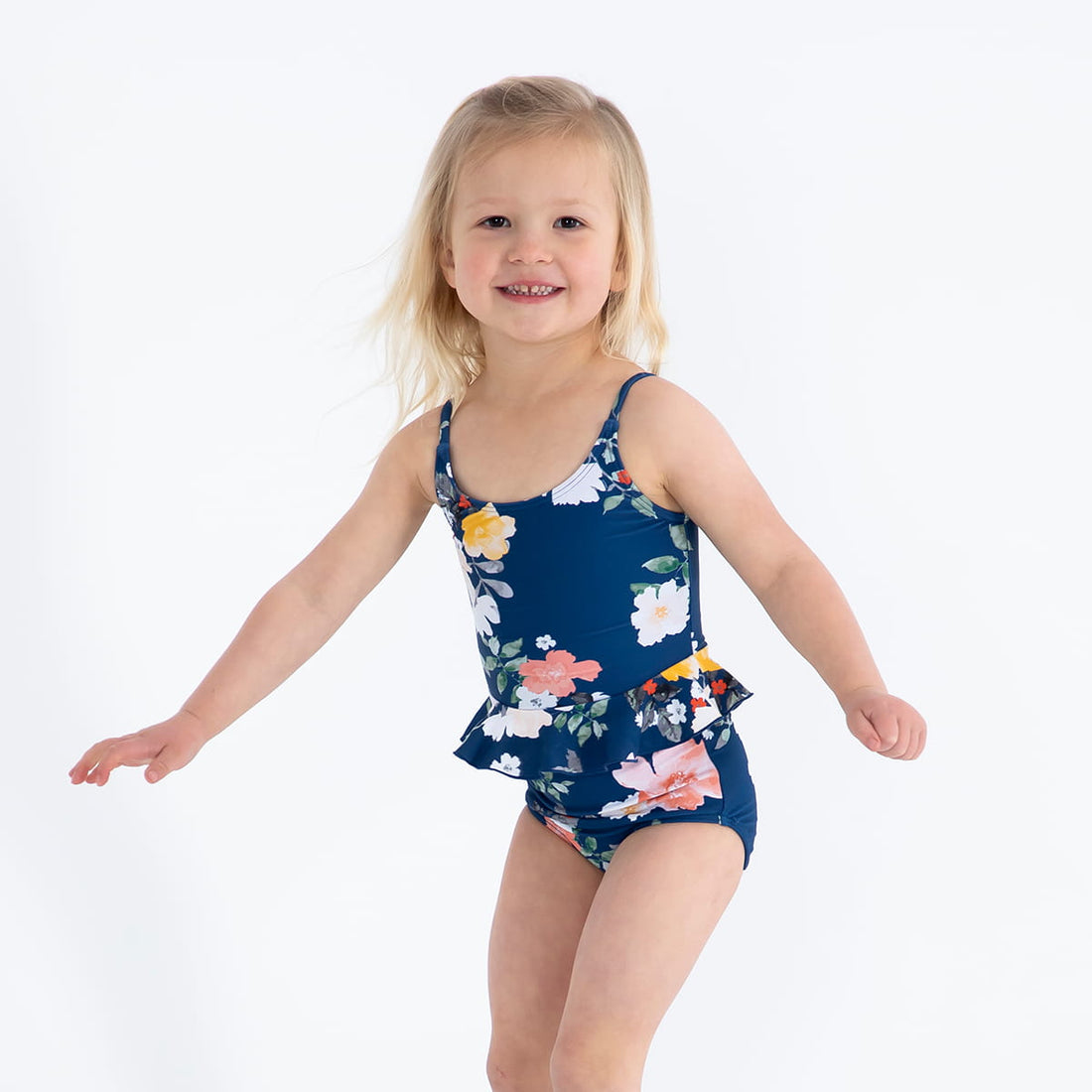 Scoop Neck Peplum Tankini Top (Girls), Watercolor Floral / Girls 2-3, main product image by Janela Bay