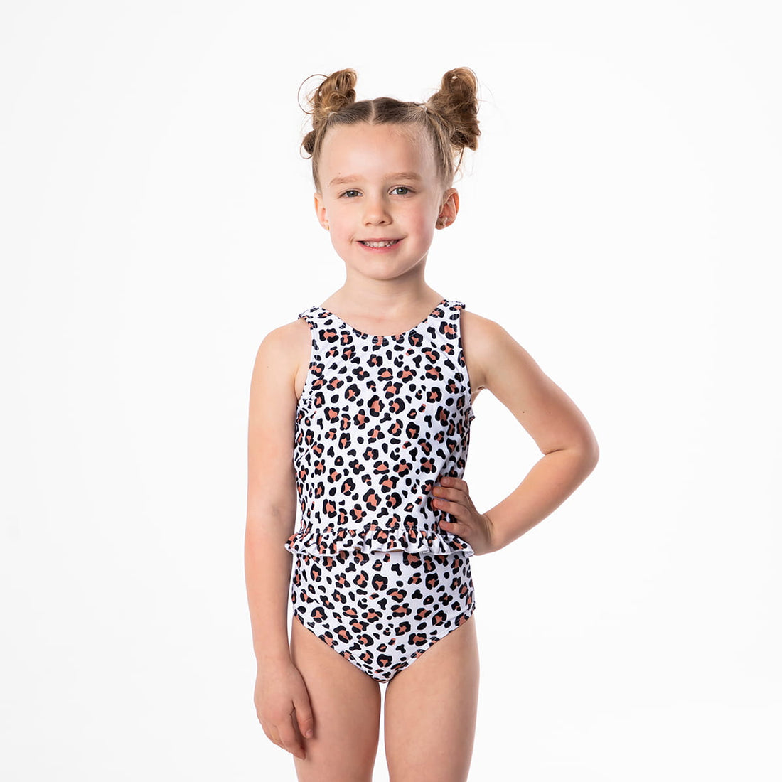 Original High Waist Bottoms (Girls), Snow Leopard / Girls 2-3, main product image by Janela Bay