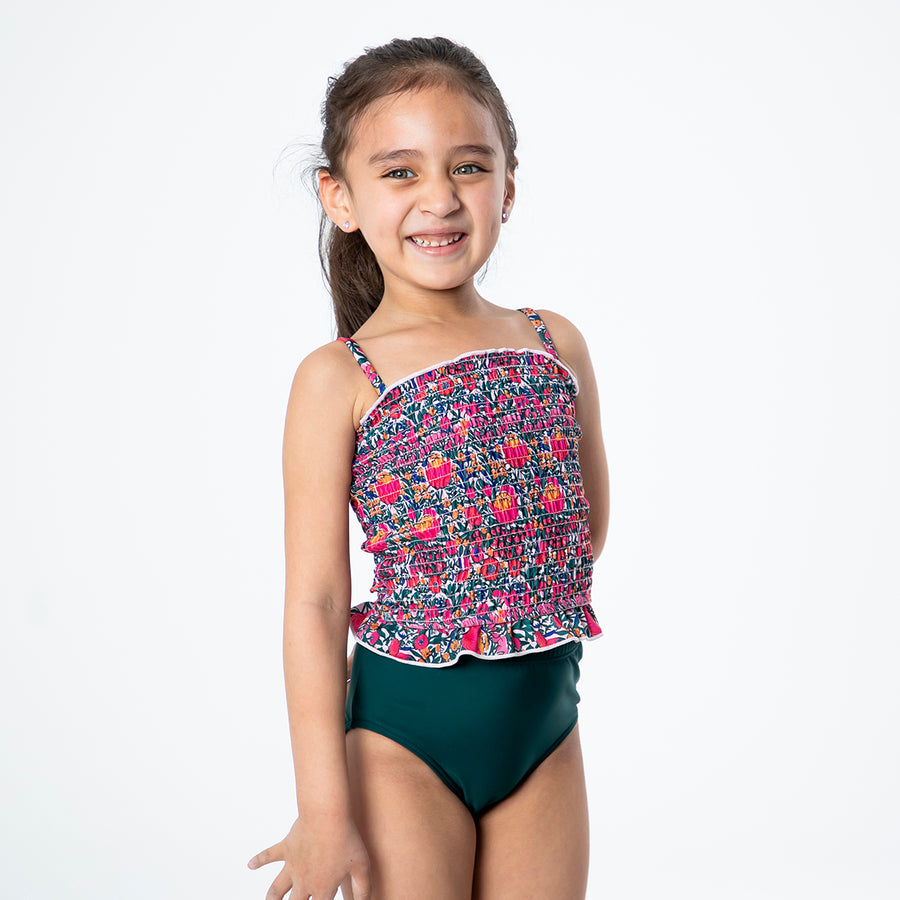 Alternate view of Smocked Tankini Top (Girls) by Janela Bay