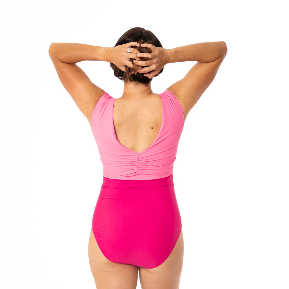 V Neck Gathered One Piece Swimsuit