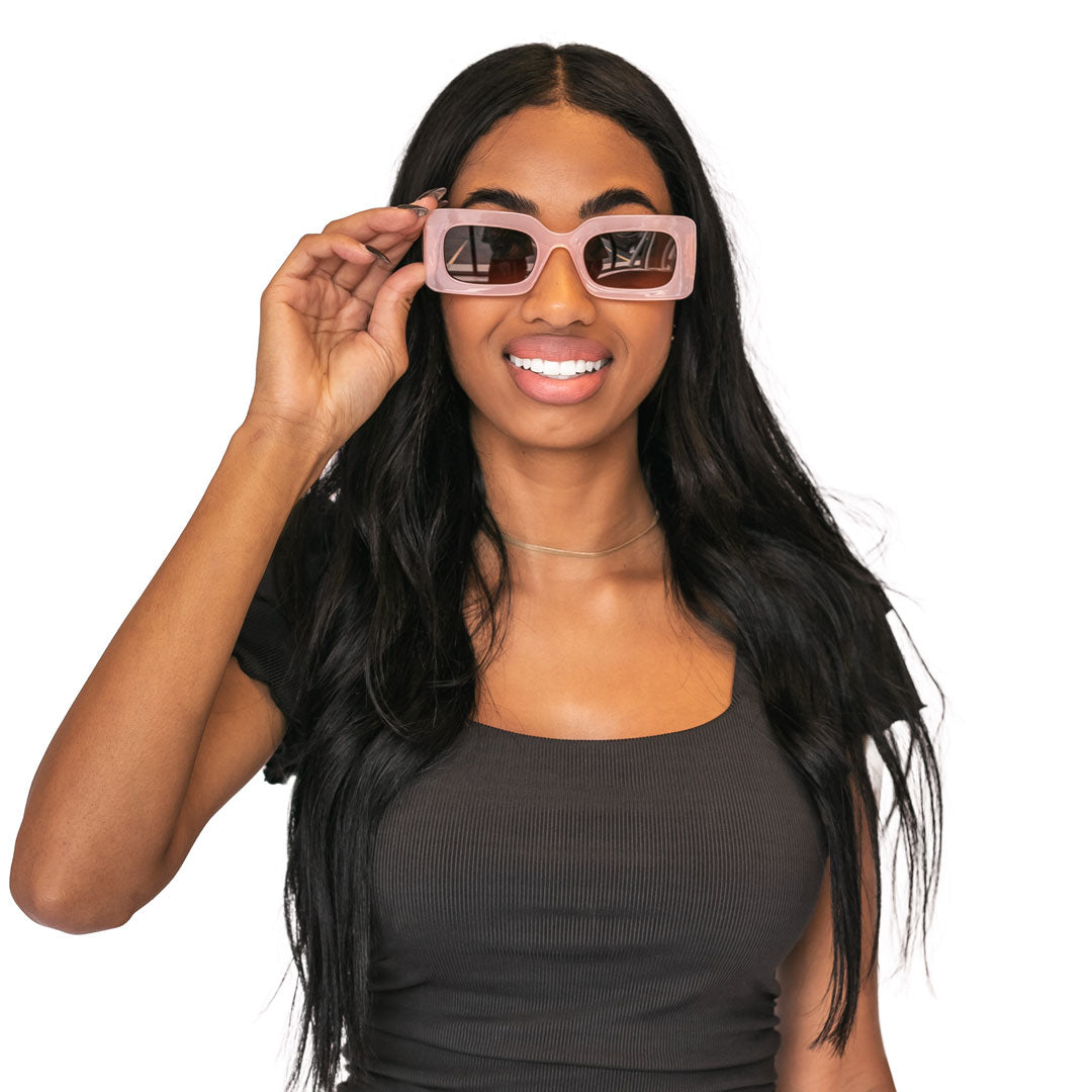 Retro Rectangle Sunglasses, Peony Pink, alternate product image by Janela Bay