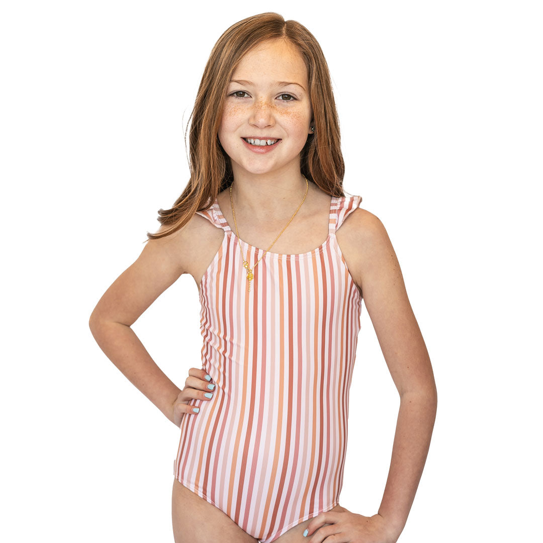 Ruffle Strap One Piece Swimsuit (Girls)