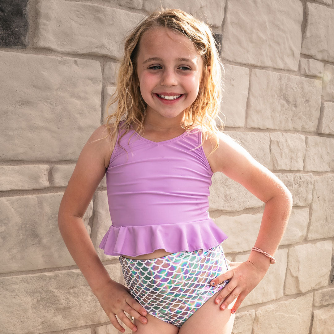 V Neck Peplum Tankini Top (Girls)