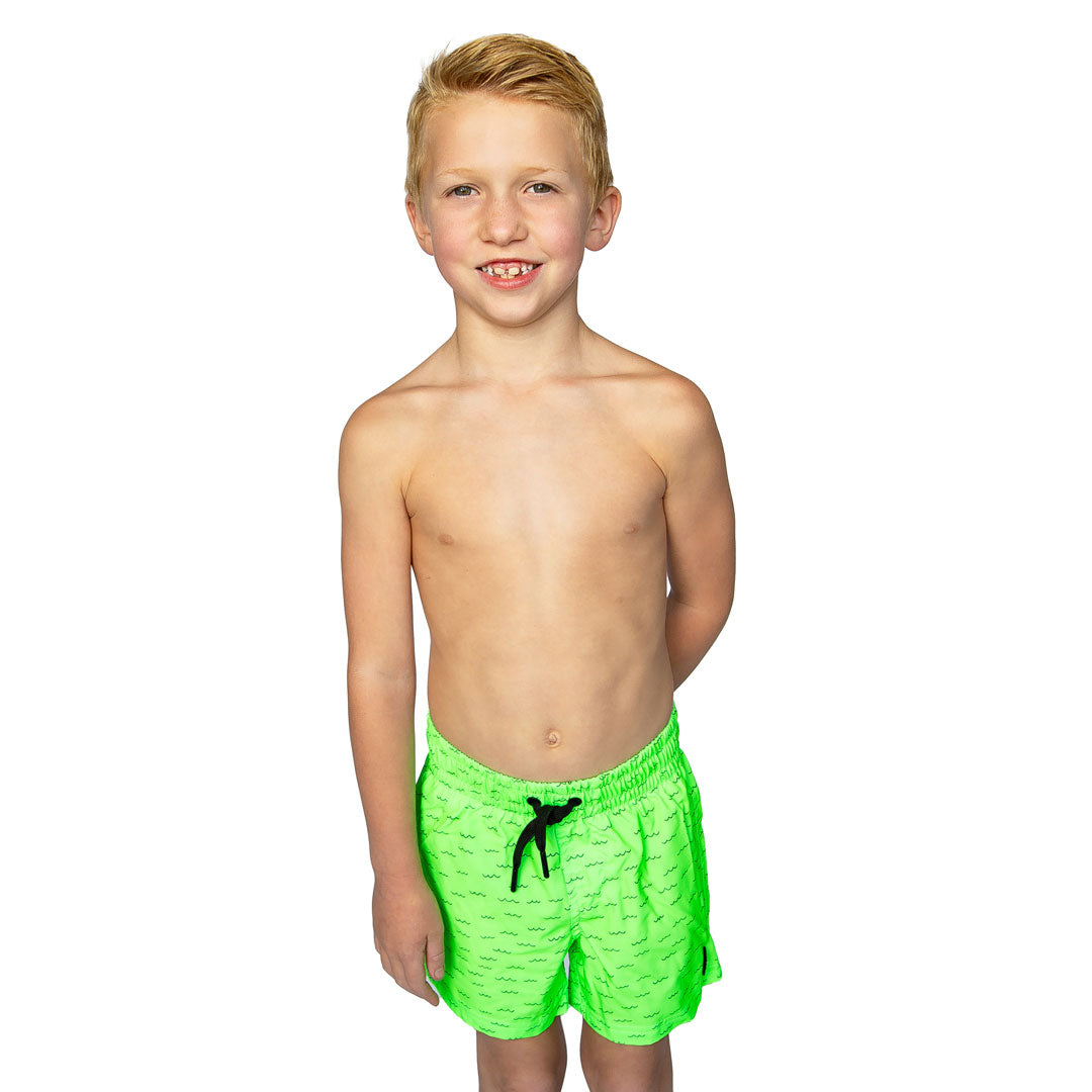 Reef Shorts (Boys), Neon Green Waves / Boys 2T, main product image by Janela Bay