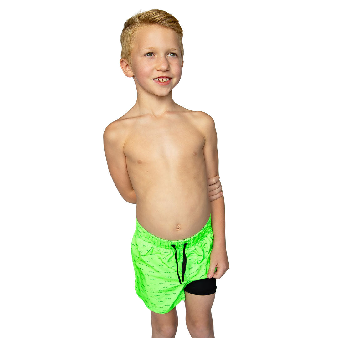 Reef Shorts (Boys), Neon Green Waves / Boys 2T, alternate product image by Janela Bay