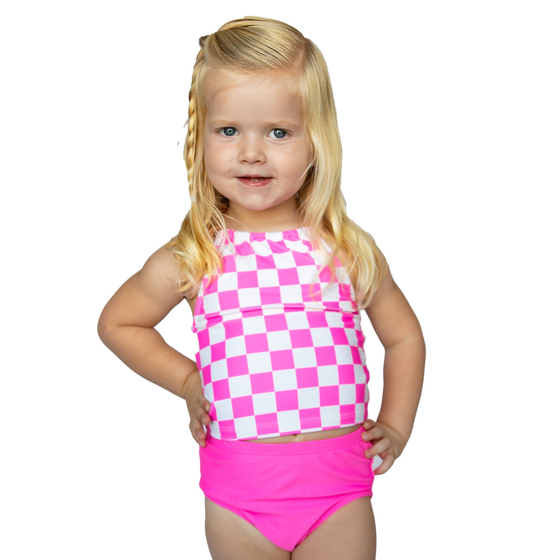 Original High Waist Bottoms (Girls), Mulberry Pink and Ivory Checkers / 2T, alternate product image by Janela Bay