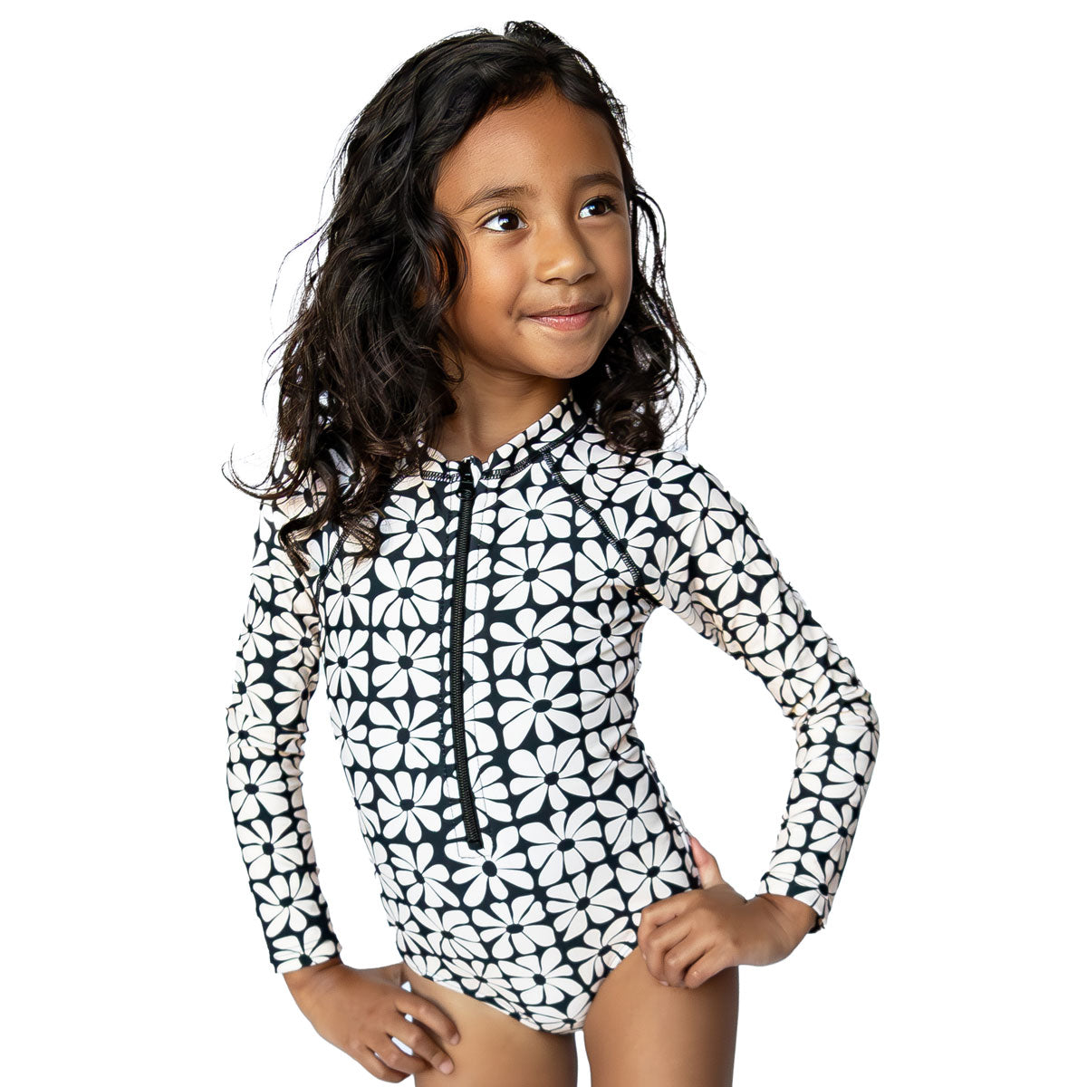 Long Sleeve Rash Guard One Piece Swimsuit (Girls)