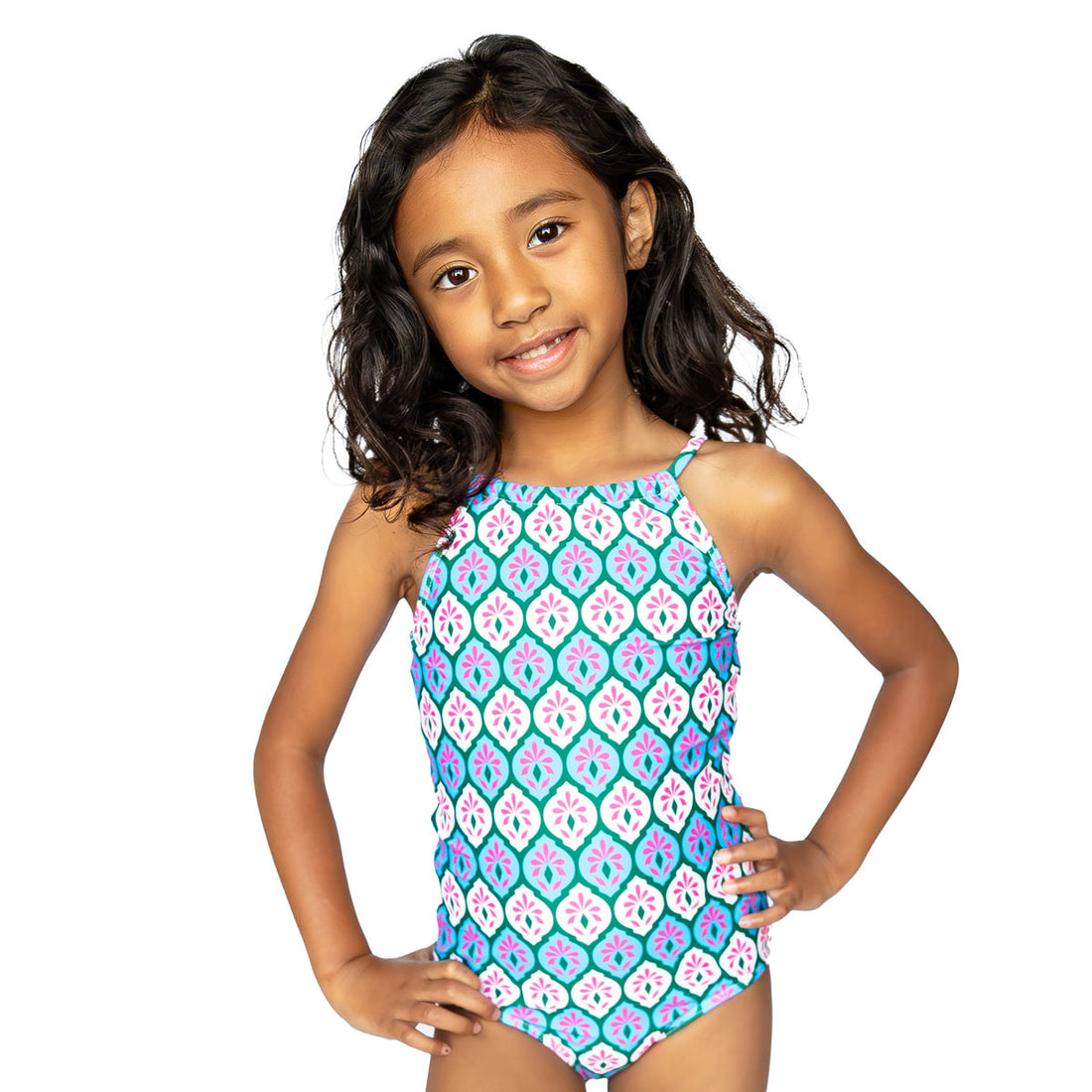 High Neck One Piece Swimsuit (Girls) by Janela Bay