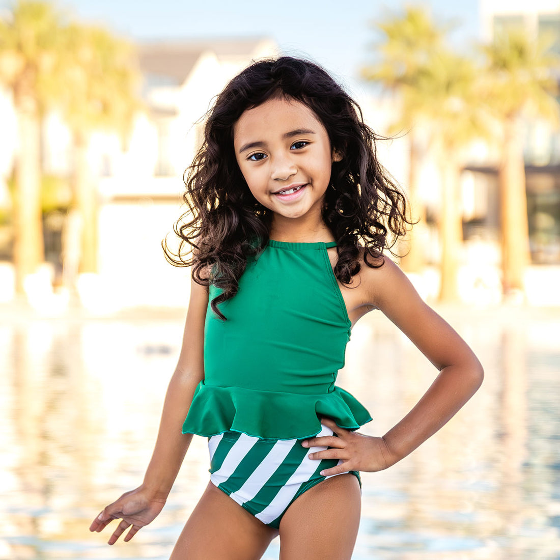 High Neck Peplum Tankini Top (Girls)