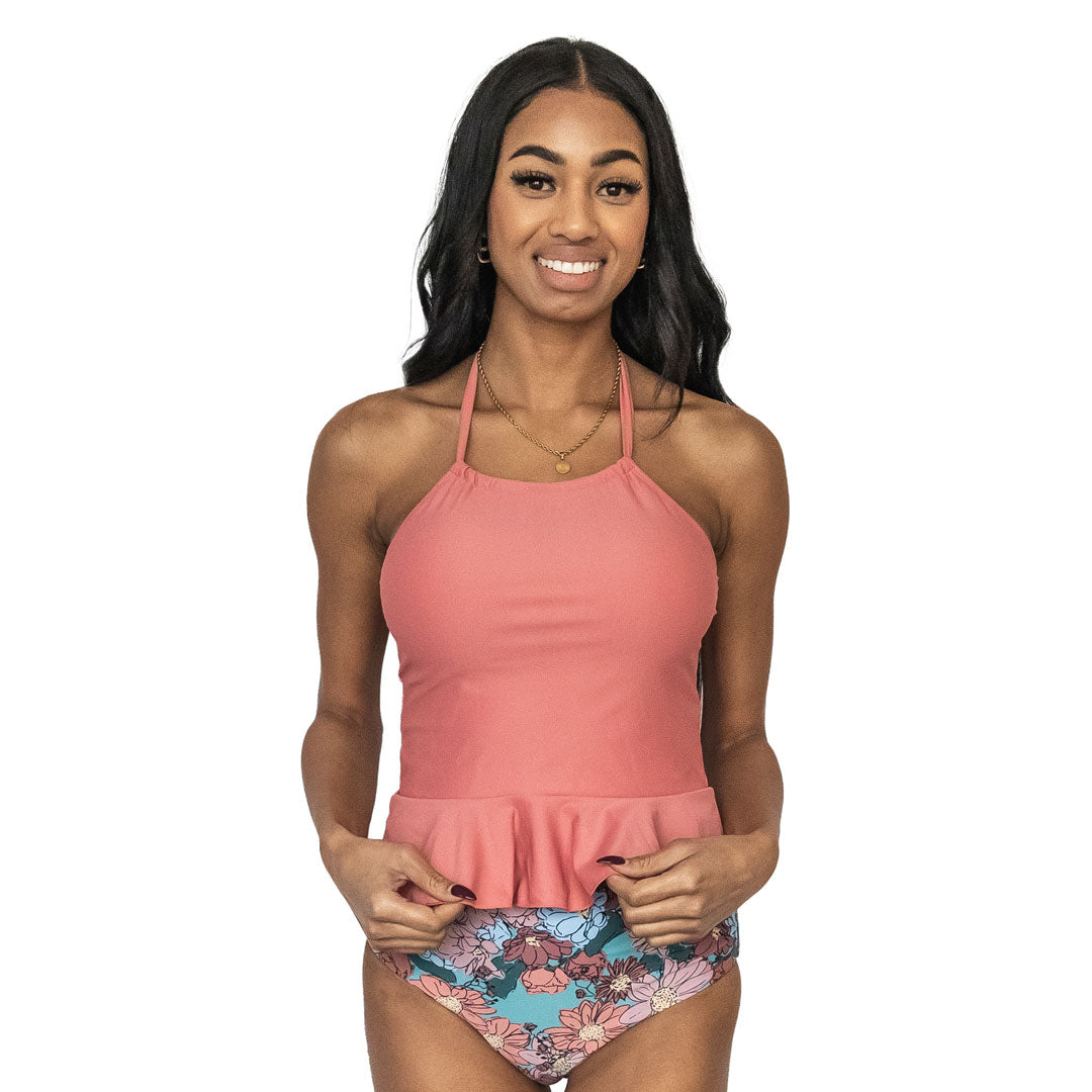 High Neck Peplum Tankini Top - Janela Bay