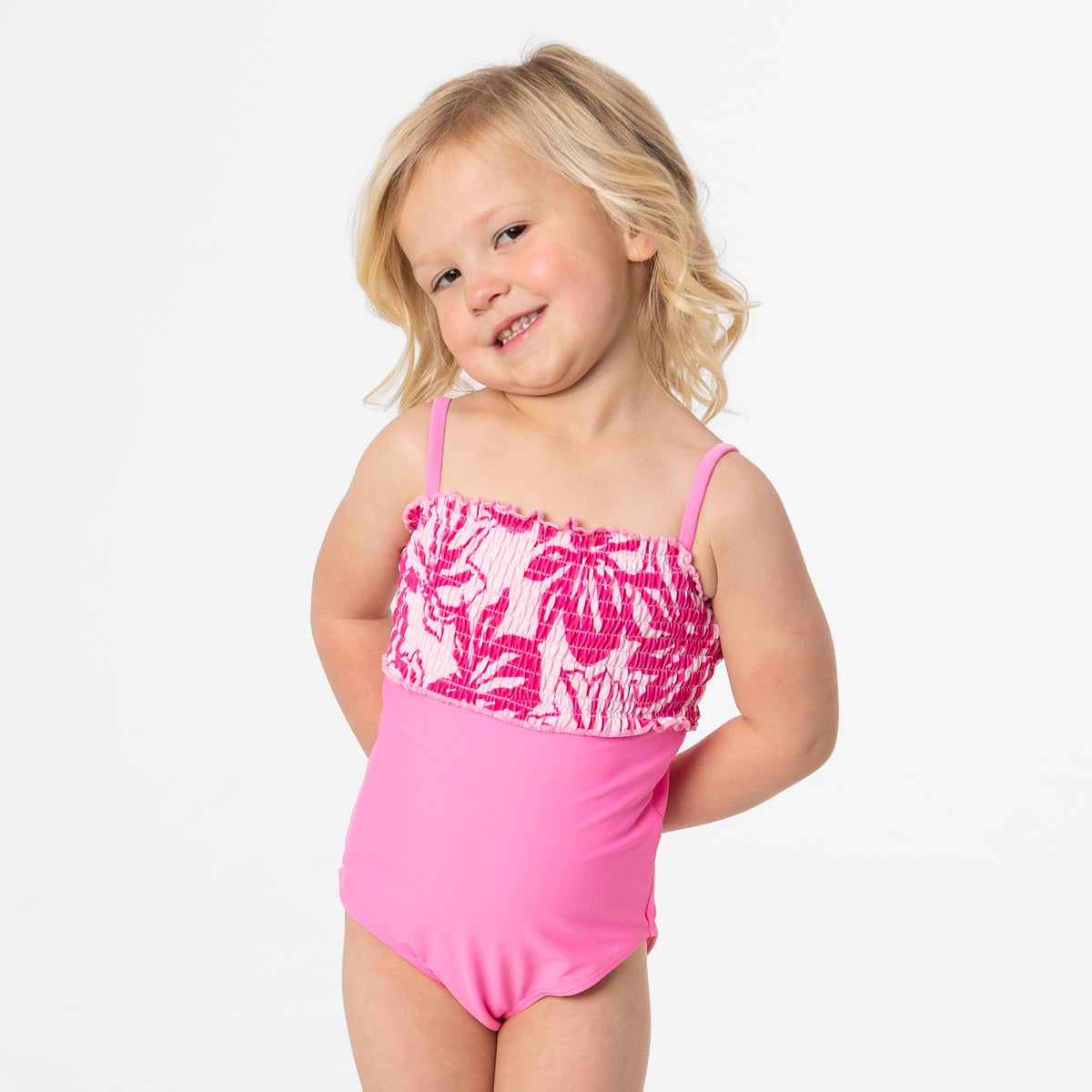 Smocked One Piece Swimsuit (Girls), thumbnail image 3 of 4