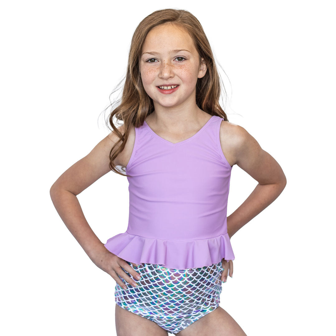 V Neck Peplum Tankini Top (Girls)