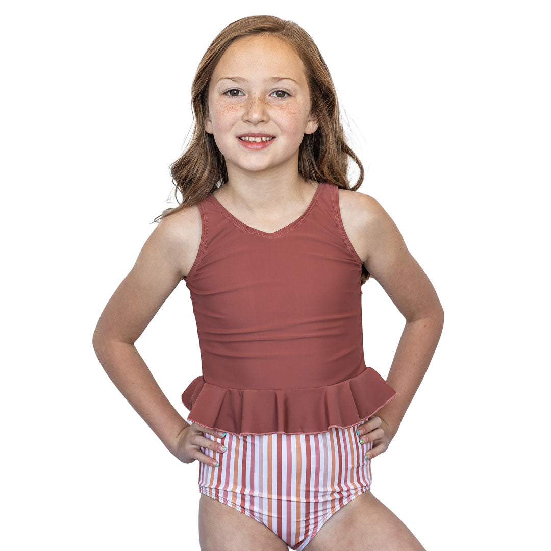 V Neck Peplum Tankini Top (Girls)