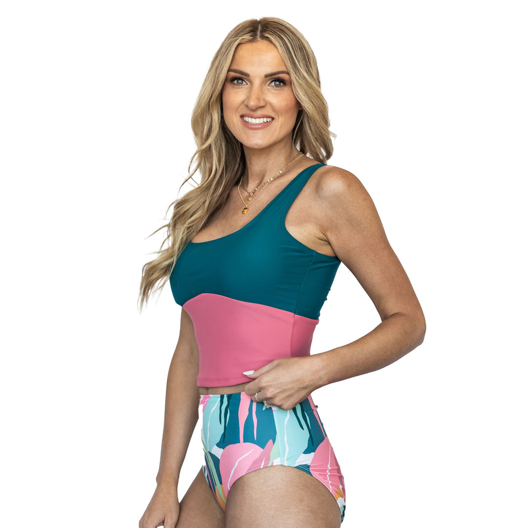 Scoop Neck Crop Tankini Top