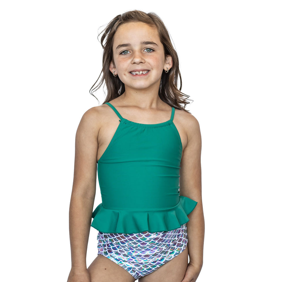 High Neck Peplum Tankini Top (Girls) – Janela Bay